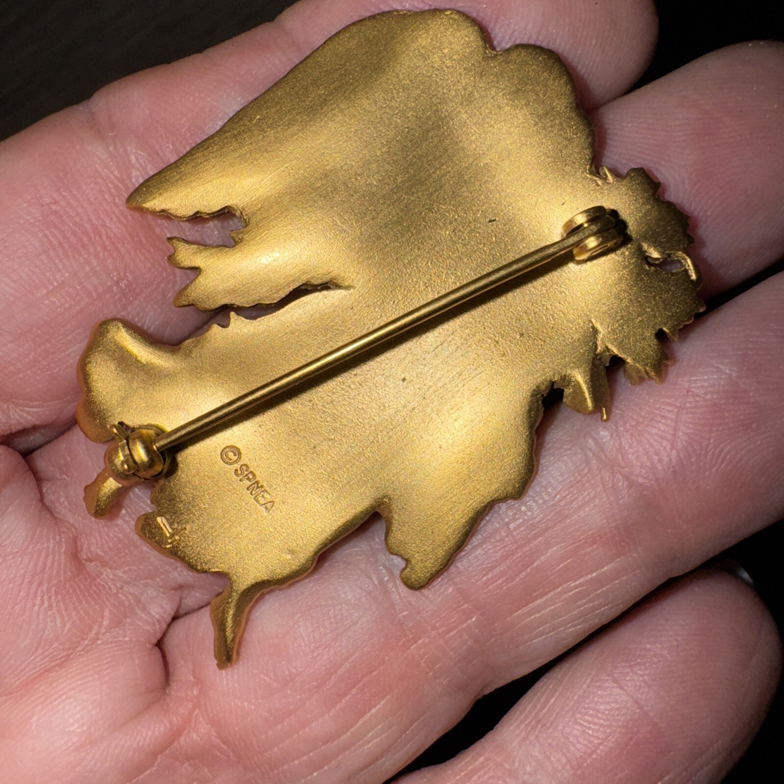 Guardian Angel Brooch SPNEA Gold Tone Society for Preservation New England 2”