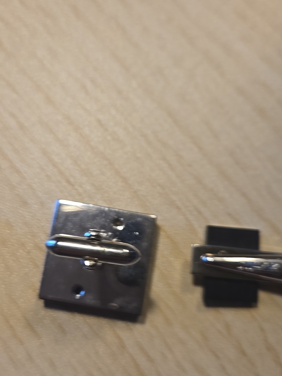 Vintage SWANK Cuff Links Tie Clip “W” Set Initial Silvertone Black Signed