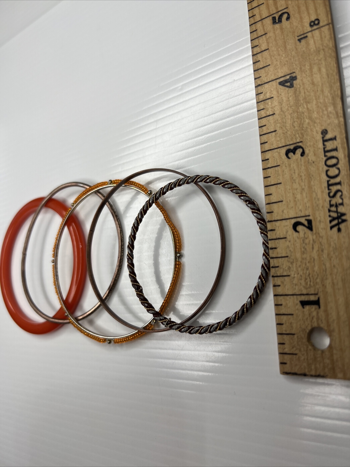 H1 Lot Orange Multicolor bangles Resin Metal Boho Hippie Glam Retro bracelets