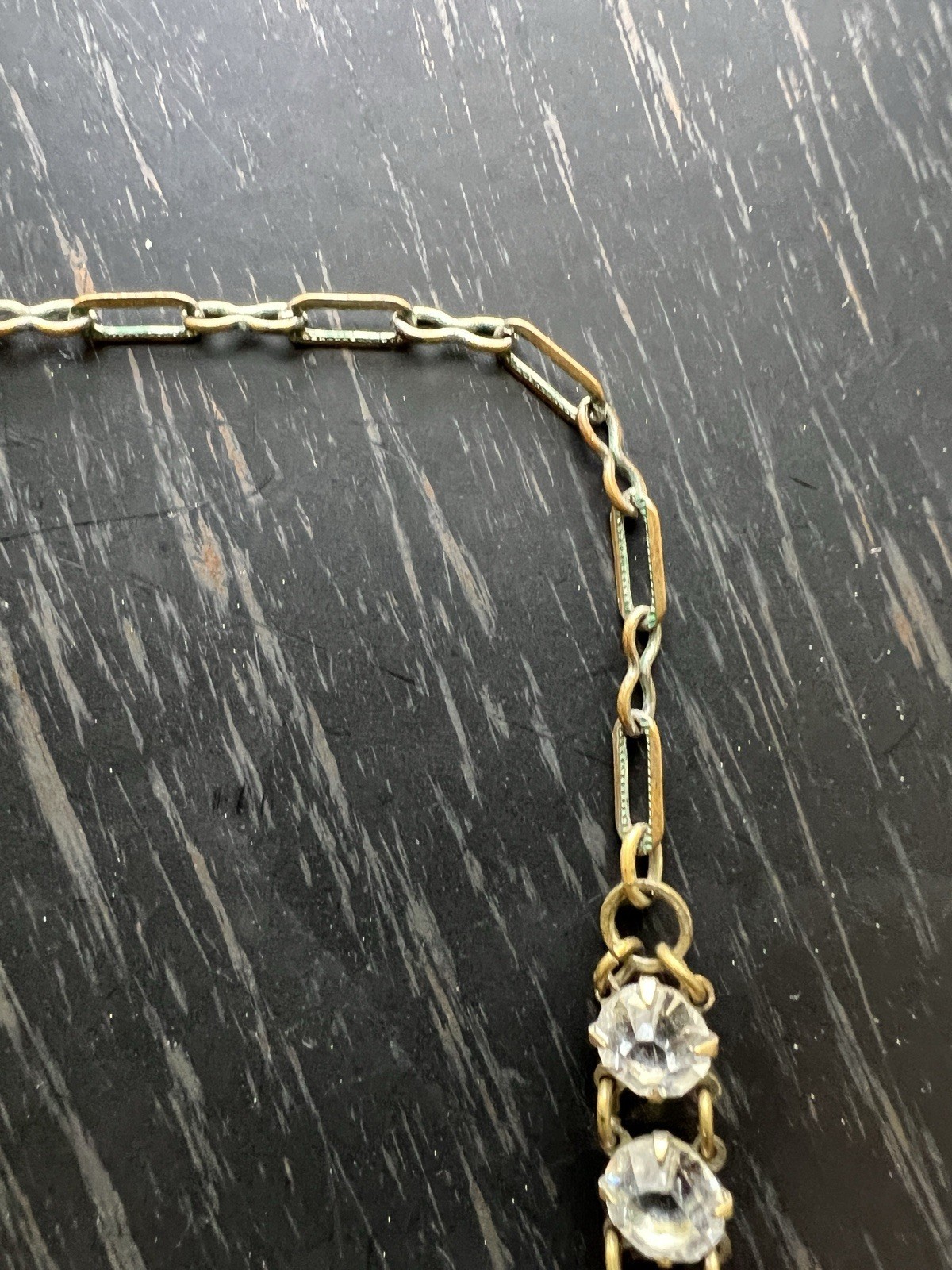 Antique Art Deco Open Back Crystal Riviere 15.25” Festoon Necklace Silver Tone
