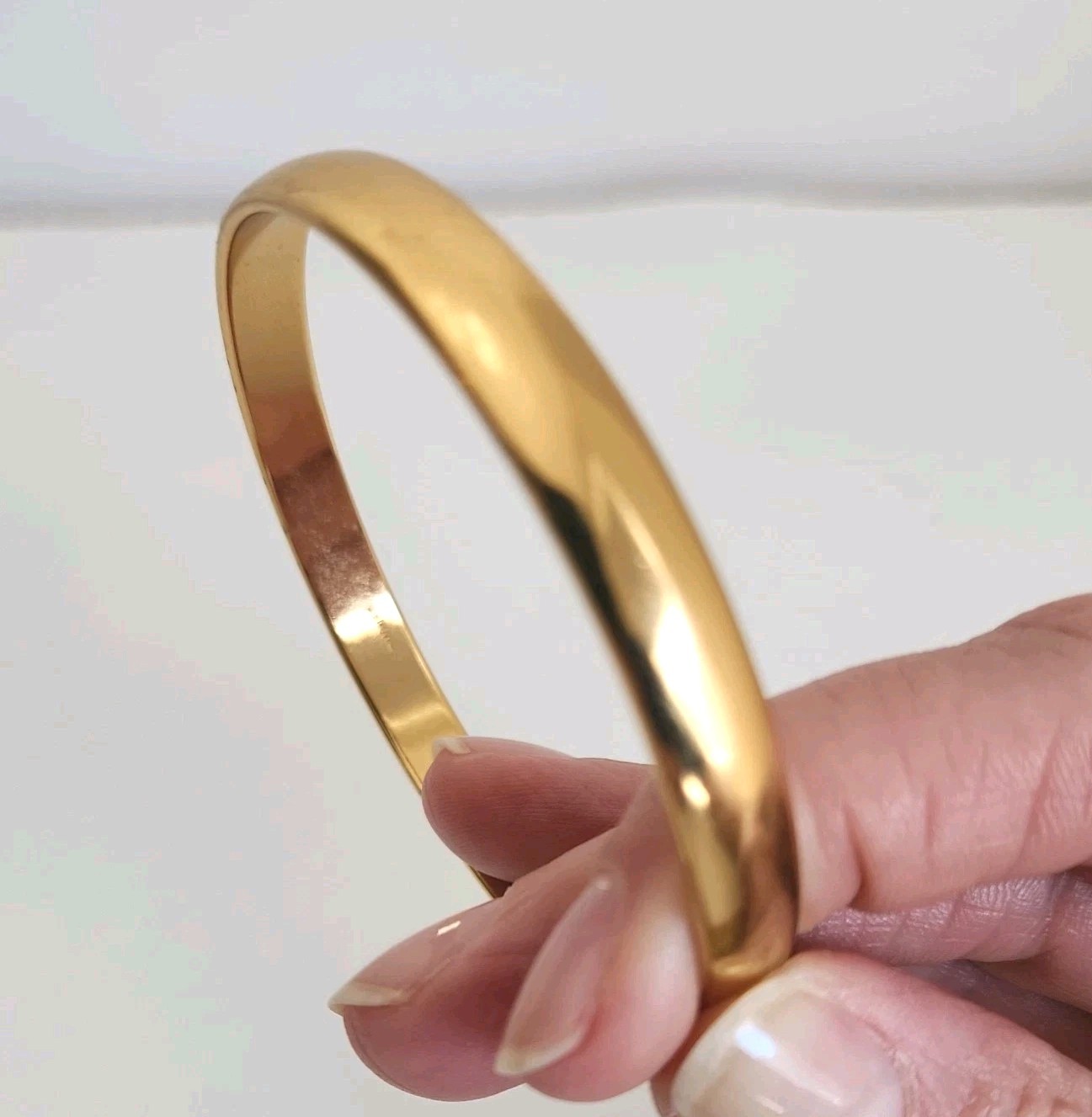 Monet Vintage Bangle Bracelet- Goldtone, Plain, Solid Band