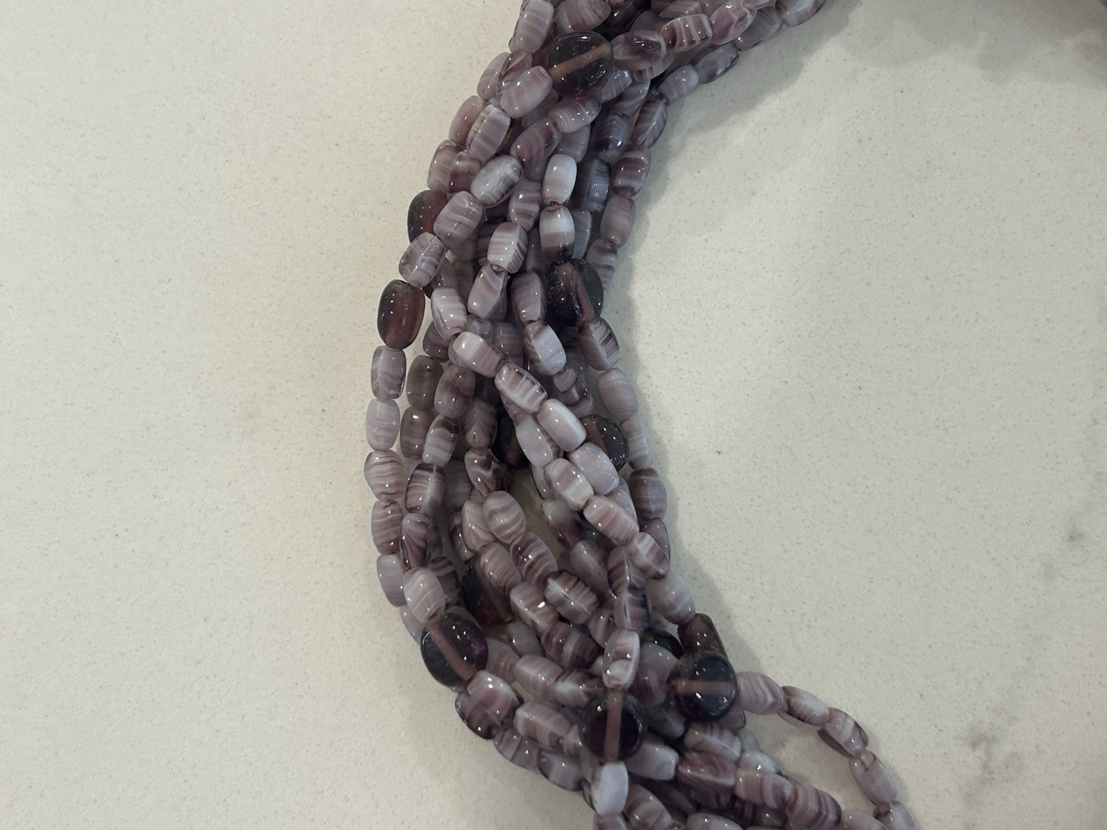 Vintage Ciner Torsade Necklace Amethyst Purple Glass Bead Sculptural Gold Clasp
