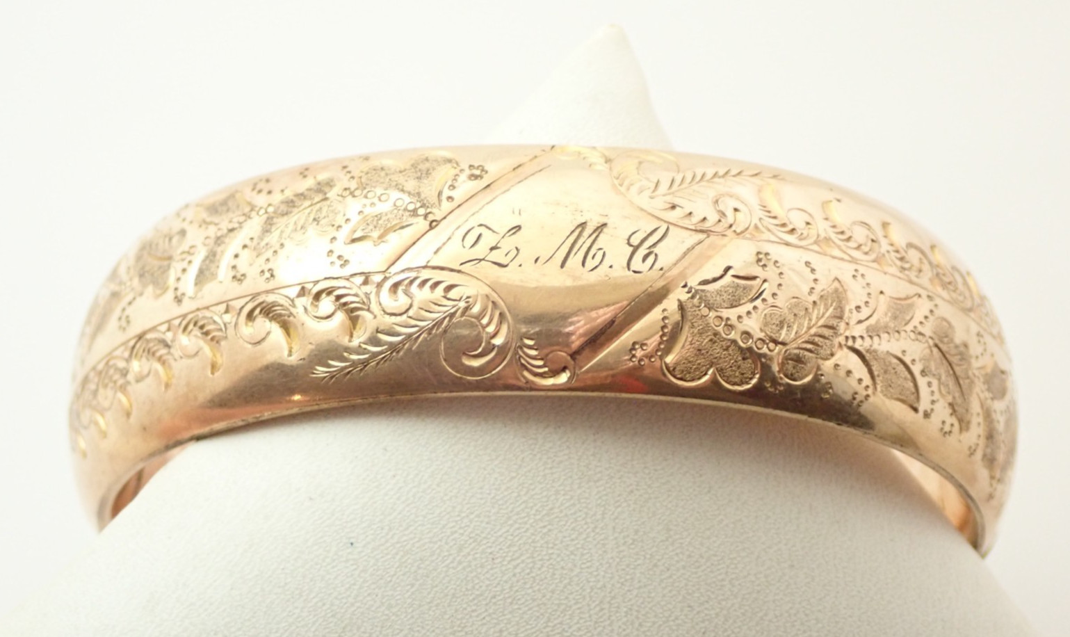 Antique Victorian Signed JMF Co Gold Filled Estate 3/4″ Bangle Bracelet 40 grams