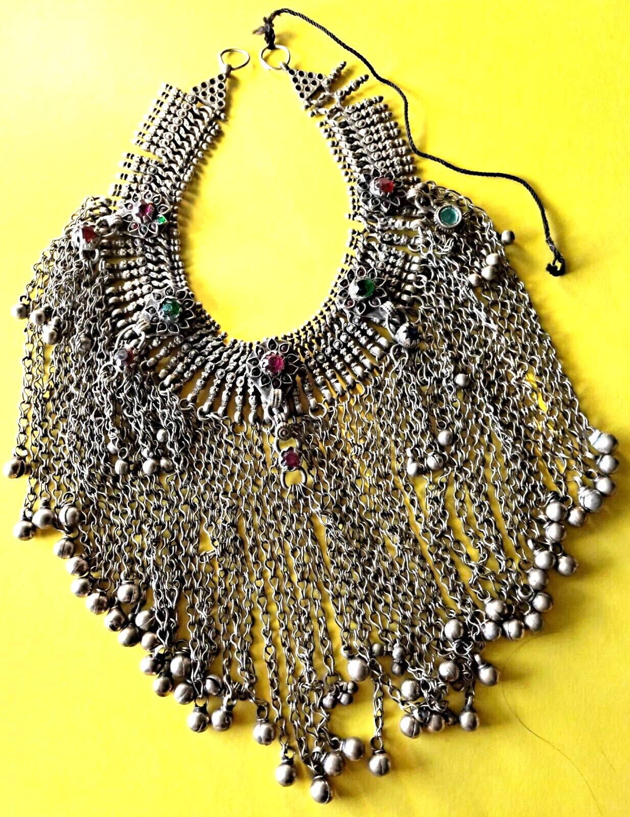 Vint Cascade Afghani Necklace Huge Fringe Afghanistan Necklace Heavy Authentic