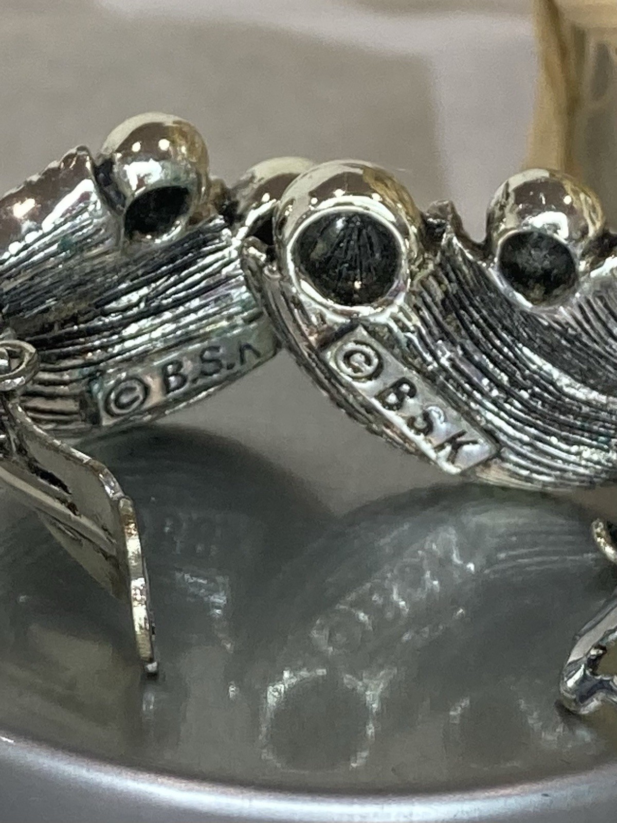 Vintage Signed BSK Silver Tone Clip-On Scroll Earrings – Approximately 1/2” Long
