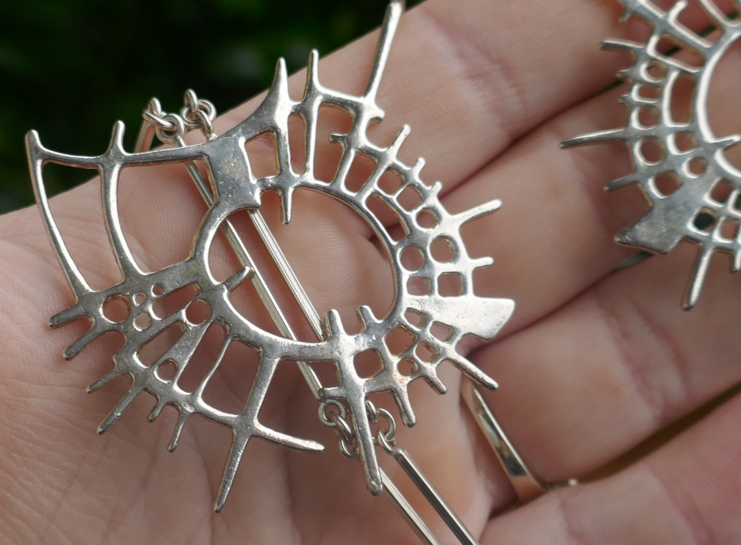 Modernist Designer Regine & Frank Juhls Sterling Brutalist Style Necklace 29.5″