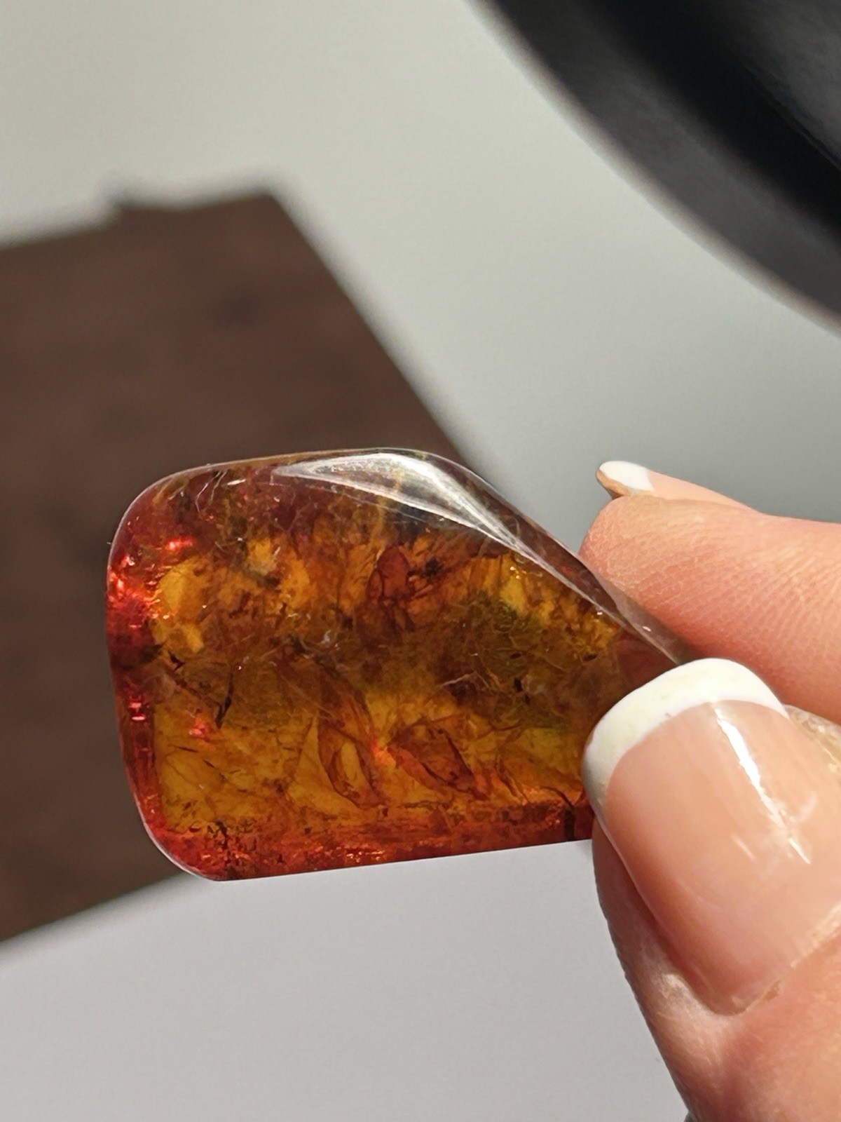 Vintage Baltic Amber Pendant Gold Bail AD Mark Honey Cognac Natural*