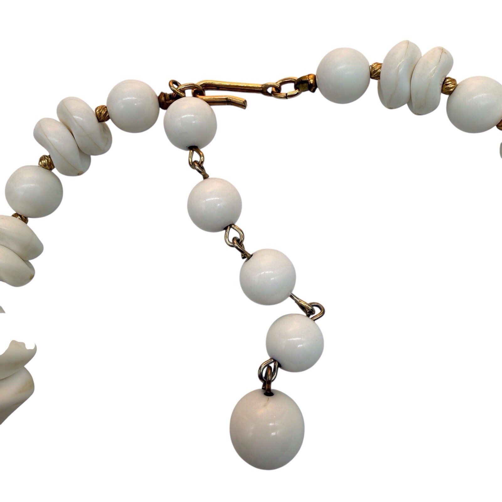 Vintage Haskell Style Choker Necklace Chunky White Molded Lucite Beads 50s 60s 5