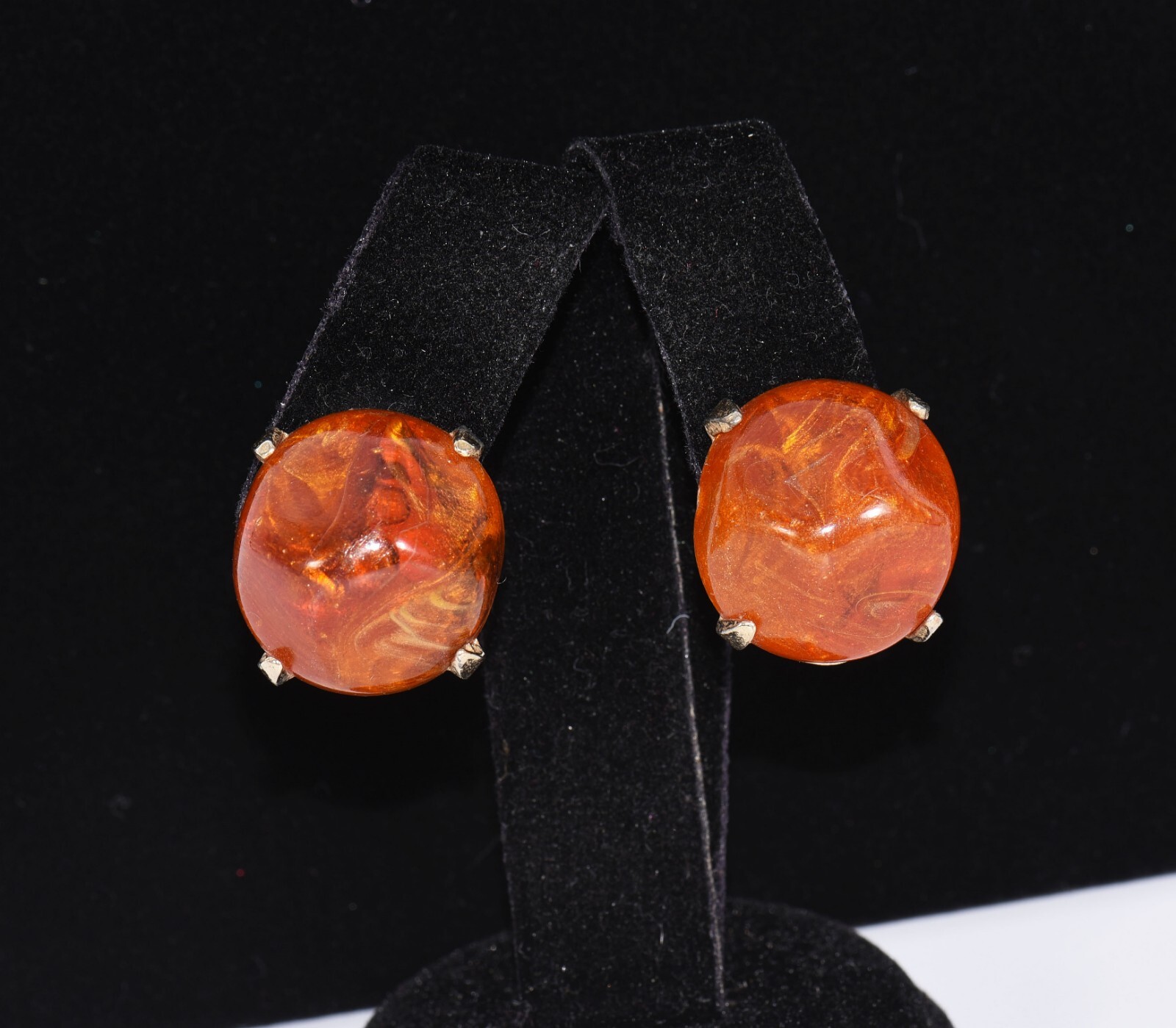 ZENTALL Chunky MARBLEIZED Shades of ORANGE Beaded NECKLACE and EARRING SET