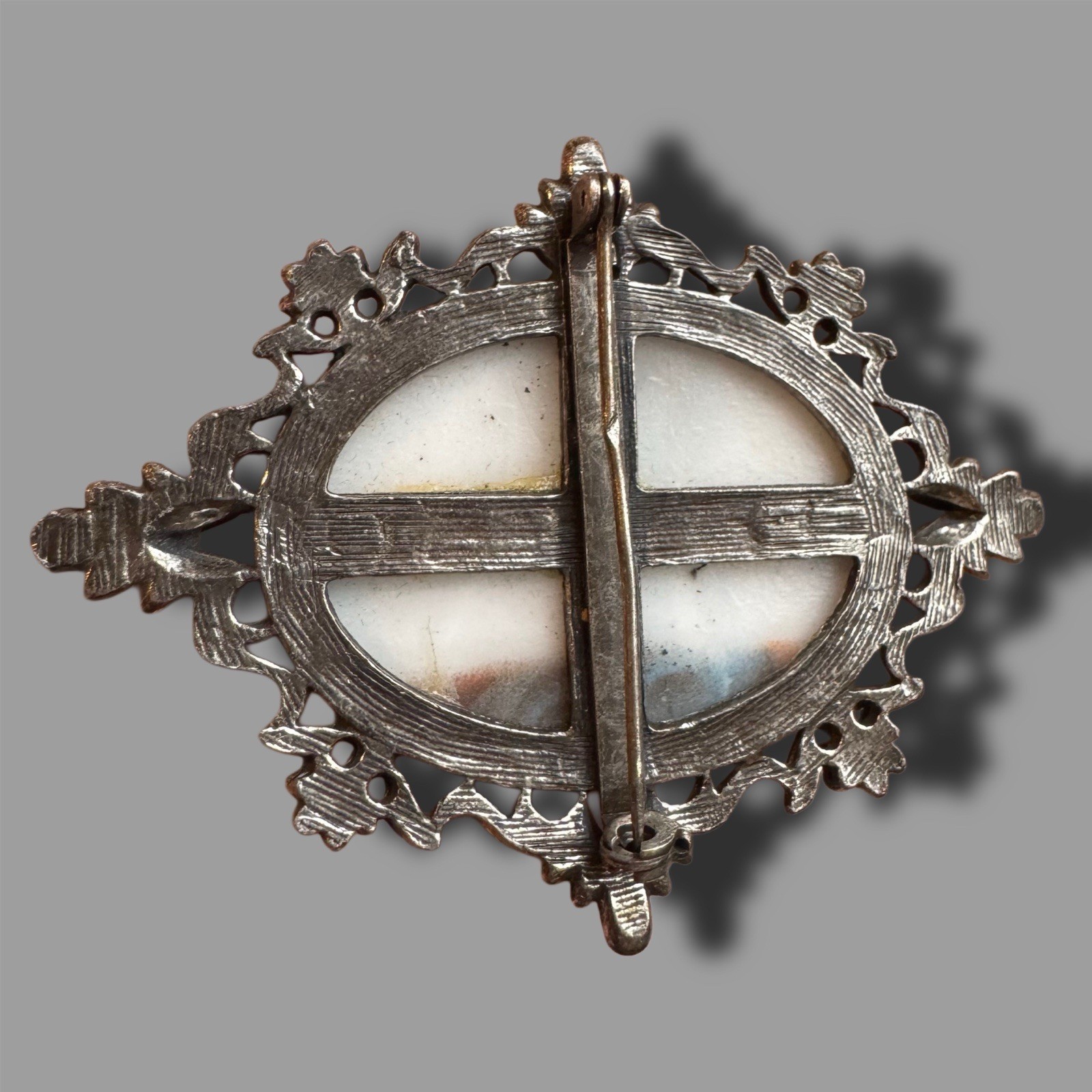 Vintage Style Madonna & Child Catholic Brooch Virgin Mary Devotional Pin