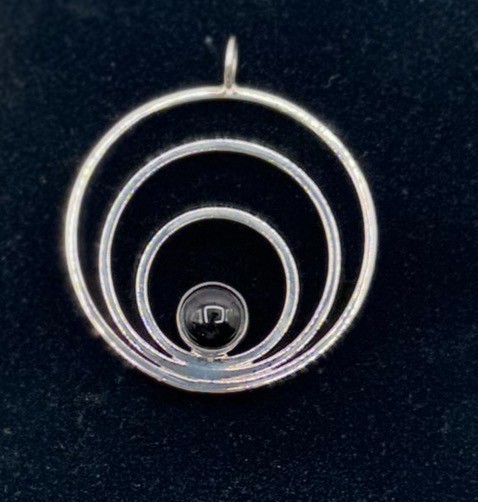 Dominique Dinouart Sterling Silver Double sided Onyx / Opal Pendant Necklace