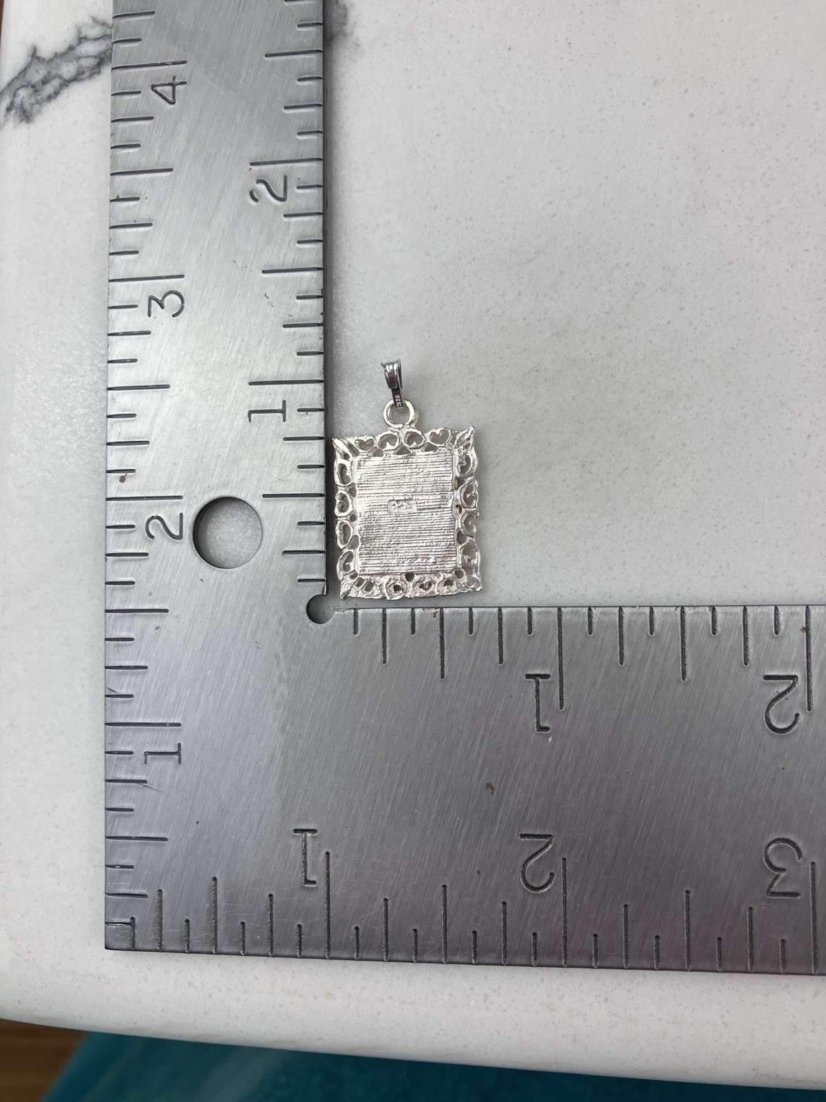 Vintage 925 Sterling Silver Filigree Etched Initial Letter P Charm Pendant