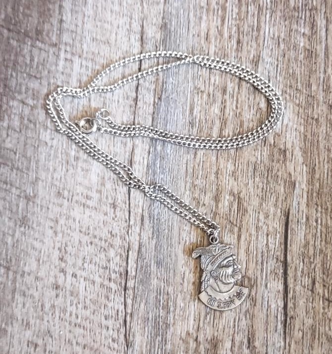 Vintage 1979 SLEEPY EYE Pewter Necklace, Pendant on Chain or Charm