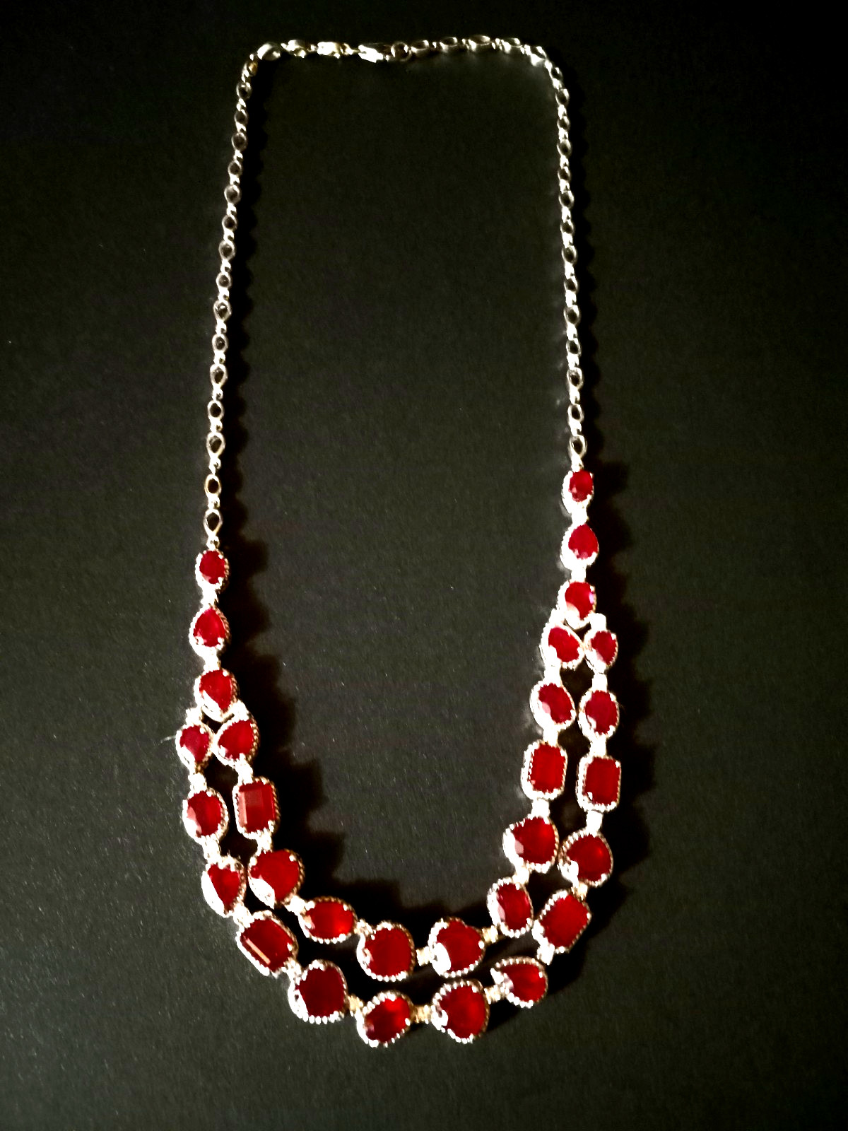 38.06 cts Niassa Ruby Cambodian Zircon Platinum / Silver Drape Necklace(18 in)