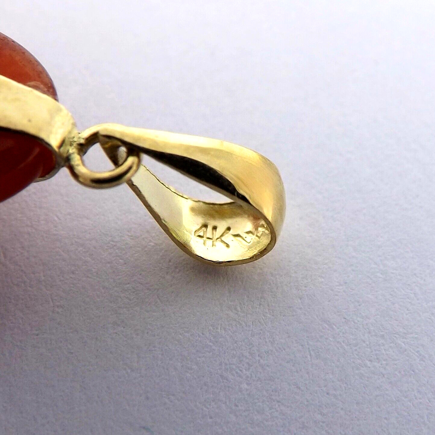 14k Gold Red Jade Laughing Happy Buddha Charm Pendant
