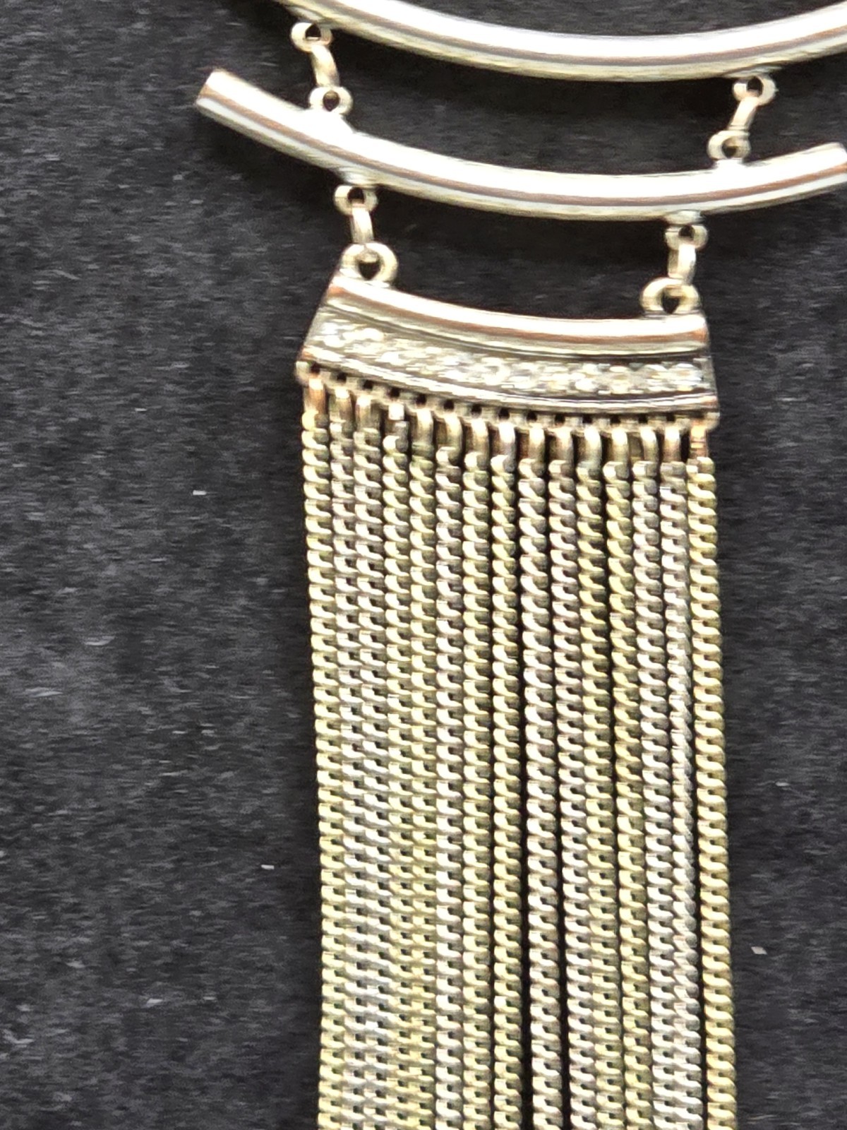 Vintage Boho Gold-Tone Layered Chain Fringe Necklace 20″ Statement Gypsy