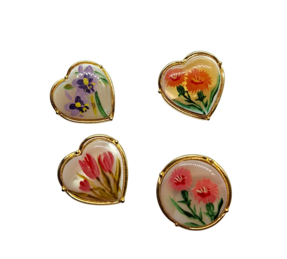 Vintage Lot Flower Scatter Pins Cottagecore Hippy Mod Retro floral hearts