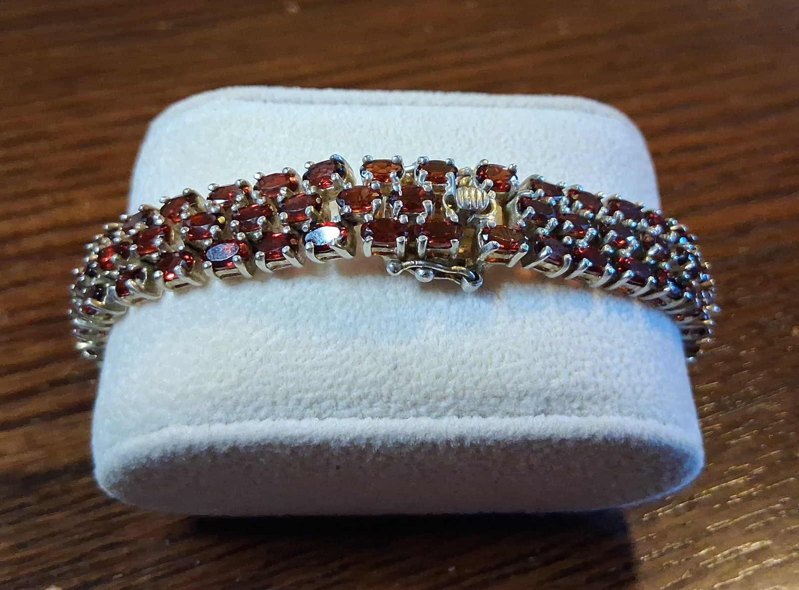 Vintage 1990s Sterling Garnet CZ Tennis Bracelet 37grams See Pics/Description