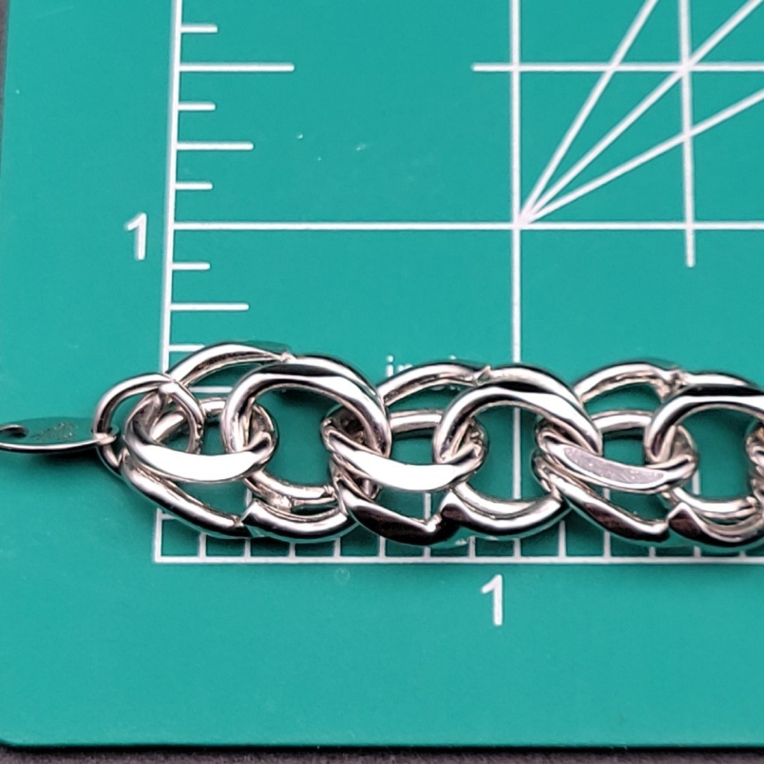 Vintage Chunky Silver Tone Double Link Chain Choker Necklace 18 Inch Grunge