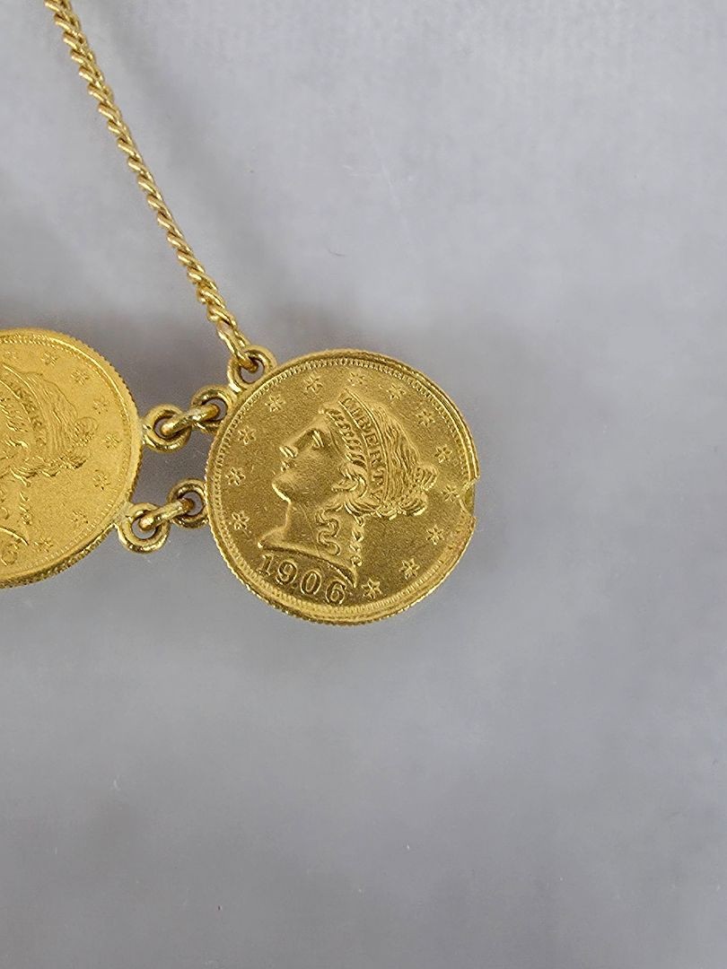 7 Coin 1906 Liberty Head Quarter Eagle 22k 2.50 Dollar Gold Chain Link Bracelet