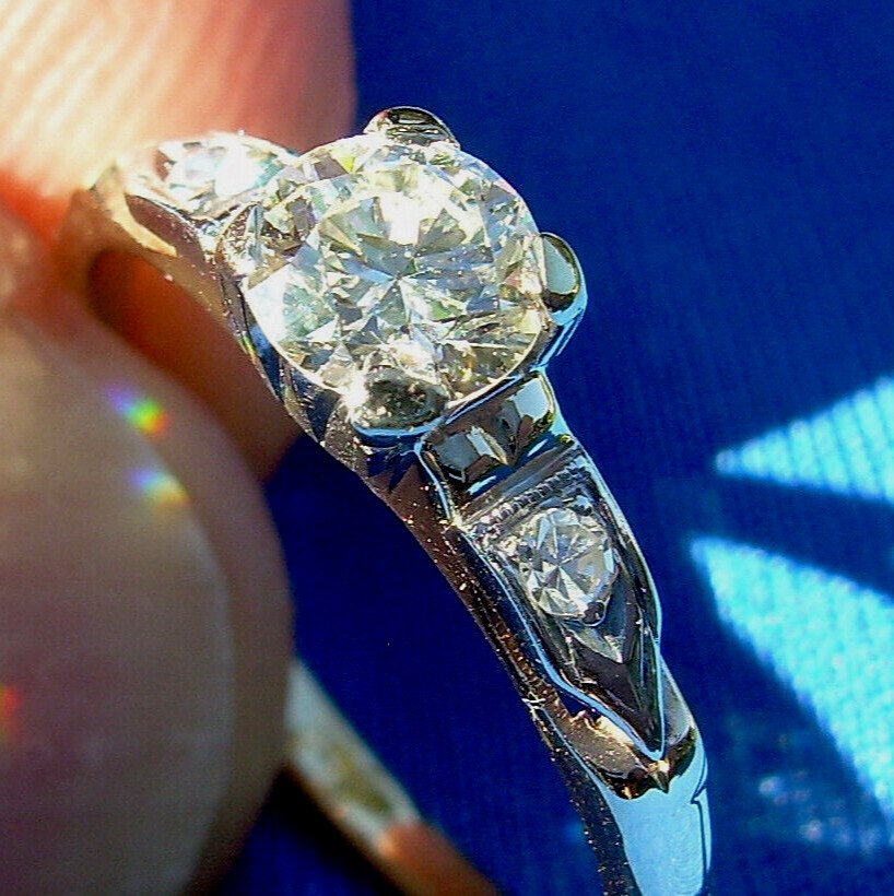 Original EARTH MINED DIAMOND Deco Engagement RING Vintage Solitaire 14K GOLD 6