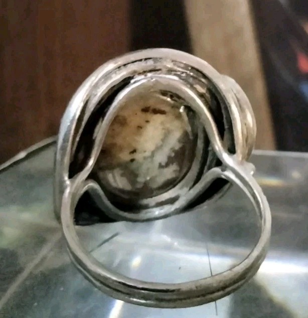 VTG Sterling Silver Arts & Crafts Ring Wire Rimmed Lodolite Phantom Quartz SZ10