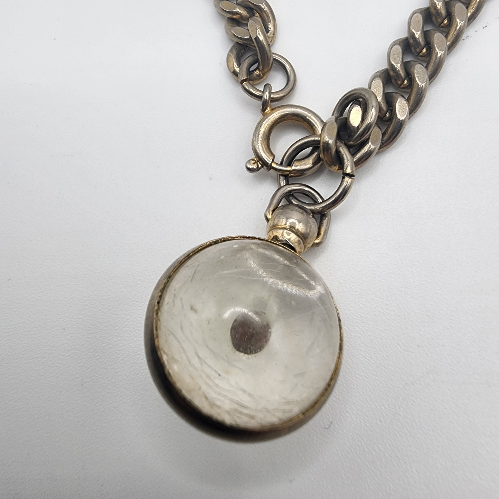 Vintage Mustard Seed Bracelet Silver Tone Chain Germany Lucite Encased Art Glass