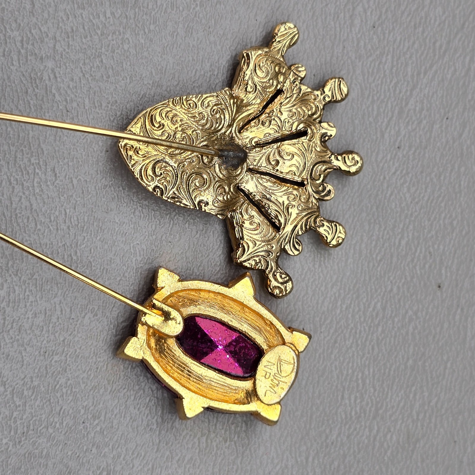 Vintage Hat Stick Pin Lot Gold Tone Rhinestone Cloisonne Art Deco Style Set 5