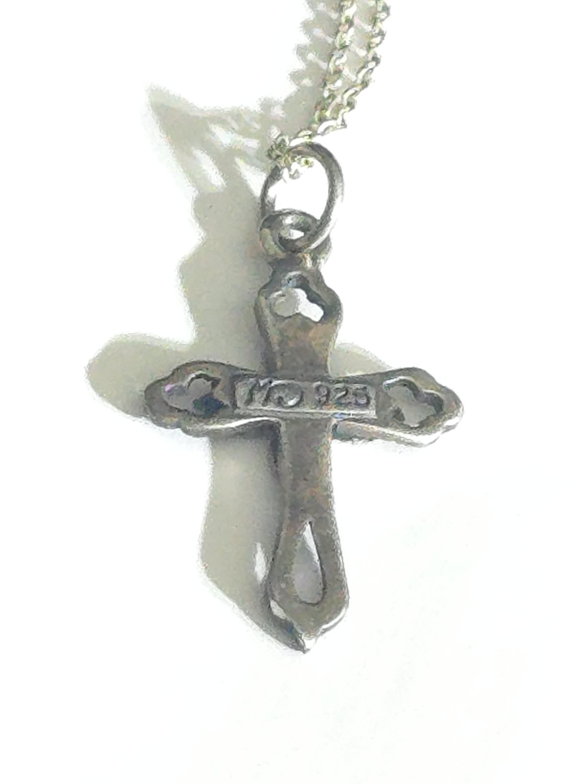 CW Vintage 925 Marcasite Cross Pendant 1″ and 925 necklace 18″