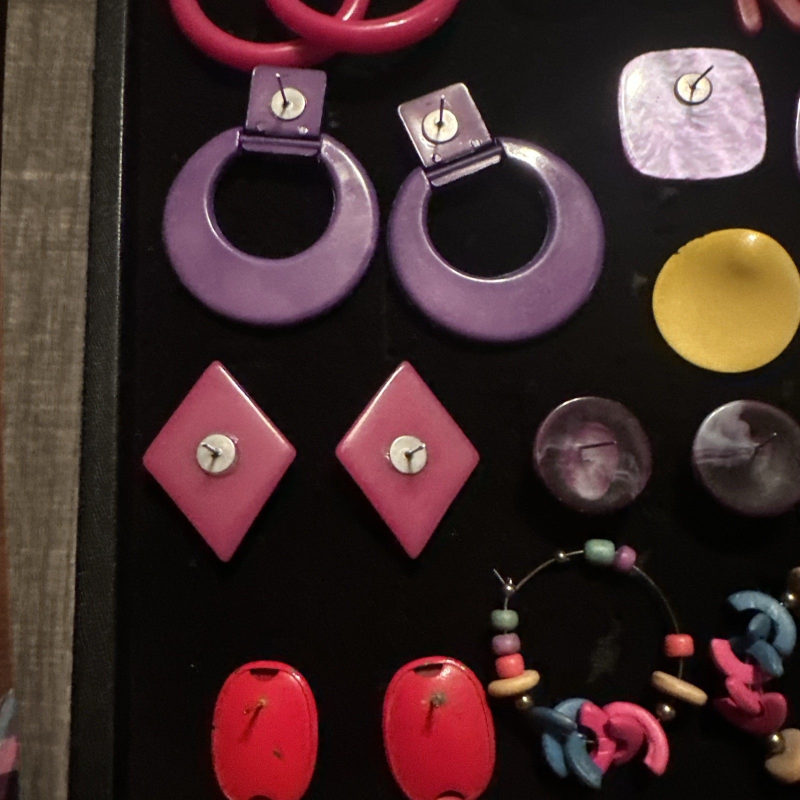 Vintage Costume Jewelry Lot Chunky Bold 80s Earrings Colorful Pop Retro Bold 1