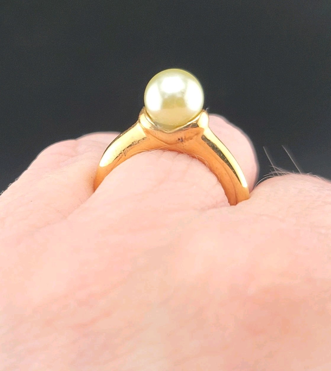 Vtg Sz 6 Ring ESPO Green Faux Pearl Bead Fashion Jewelry Joseph Esposito