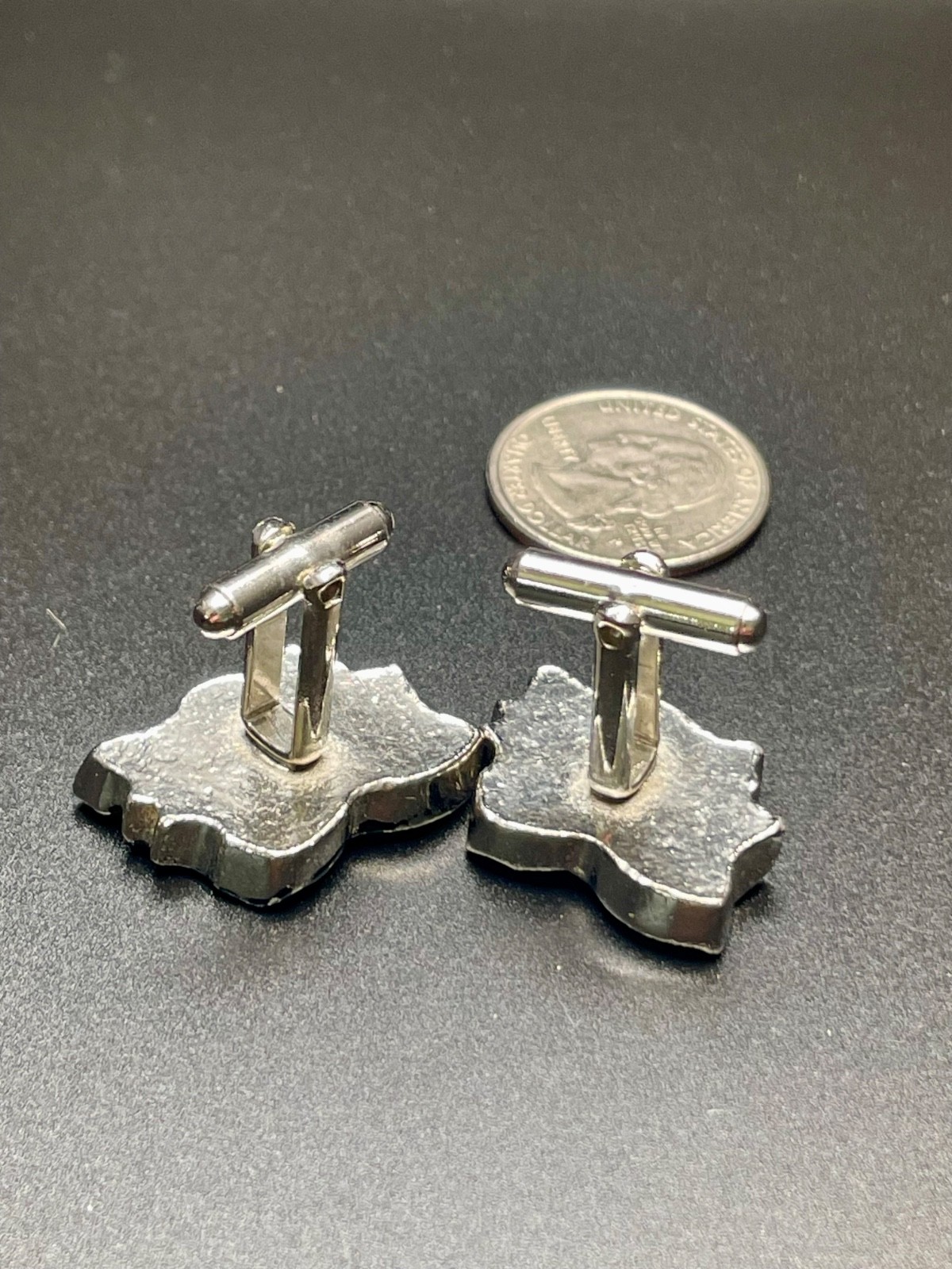Vintage Theatrical Comedy Tragedy Mask Cufflinks Sculptural Silver Tone MCM