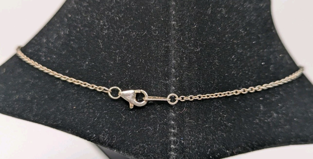 Sterling Silver Cubic Zirconia Journey Necklace Pendant w 17.5 in Chain Vintage