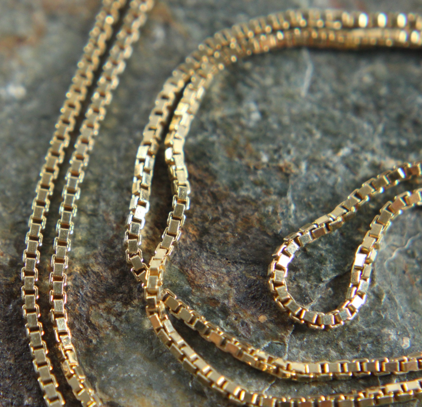 Vintage SU Matinee Box Chain Link Necklace 23.5 in. Sterling Silver Gold Vermeil