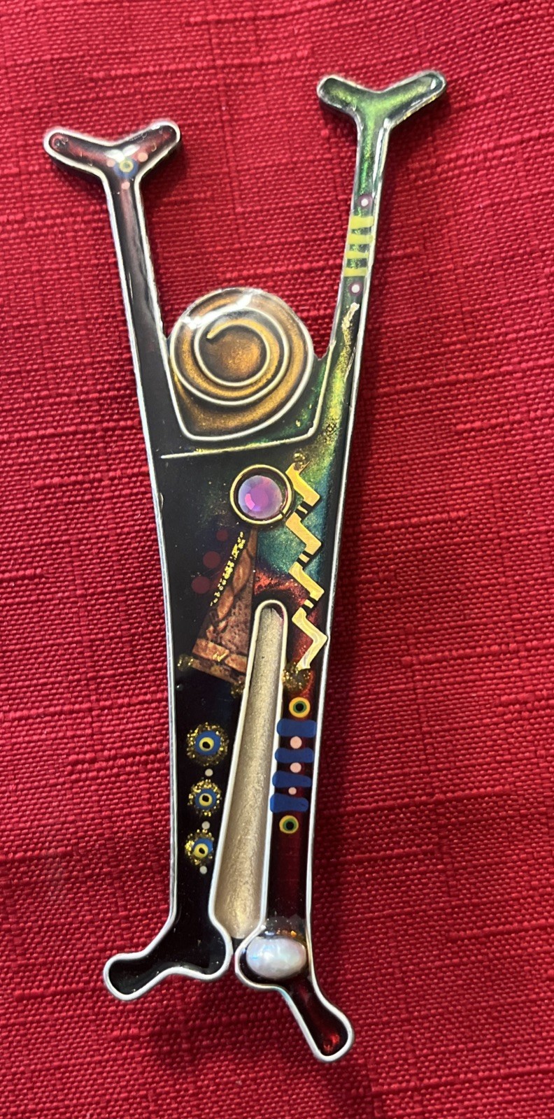 Yossi Steinberg Modernist Abstract Person Brooch Resin Retro Art Jewelry
