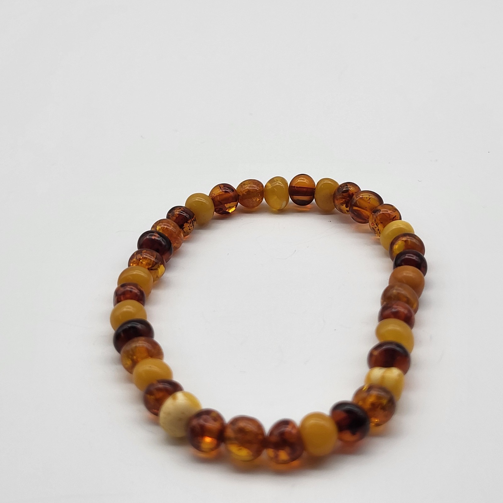 Beautiful Baltic amber bead bracelet egg yolk honey stretch band