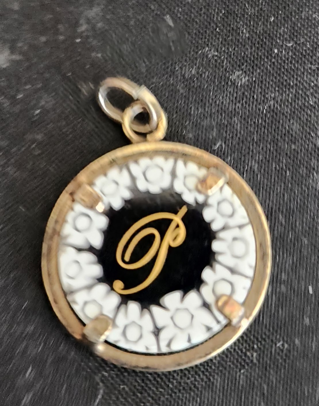 Vintage Glass Pendant Letter by Murrina Letter P Initial Sterling Silver
