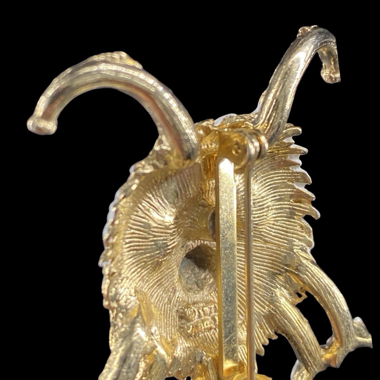 Signed 1971 Enamel Gold Tone Brooch 3-Eyed Monster 6-Legs Wiggle Eyes Antenna