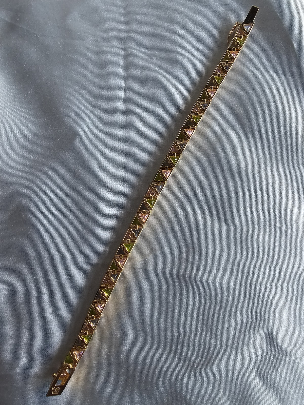 SUZANNE SOMERS 925 STERLING SILVER VERMEIL MULTICOLORED TRILLION CUT BRACELET