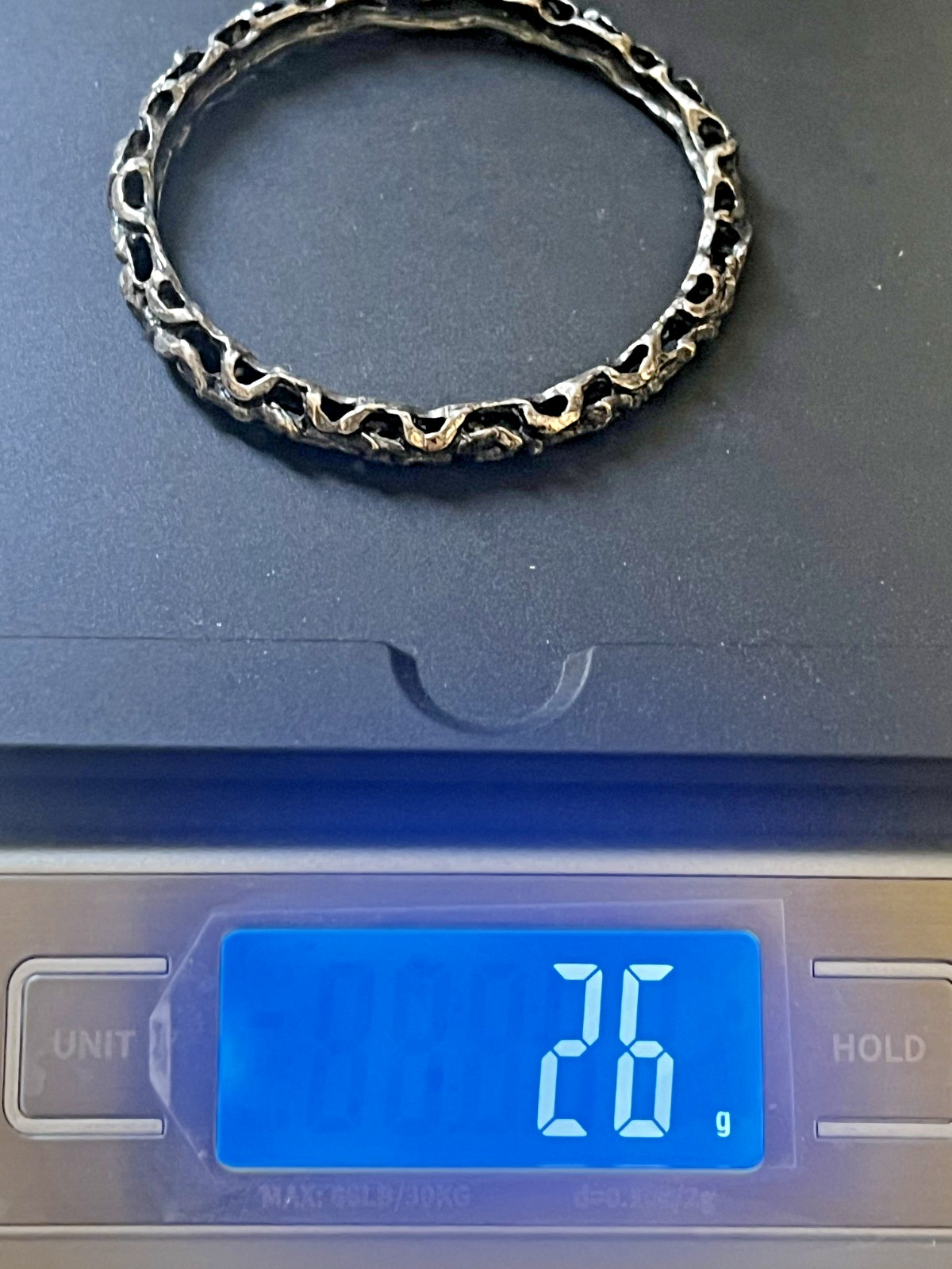 Robert Zentall Signed Brutalist Bracelet Gunmetal Silvertone 1970s RARE