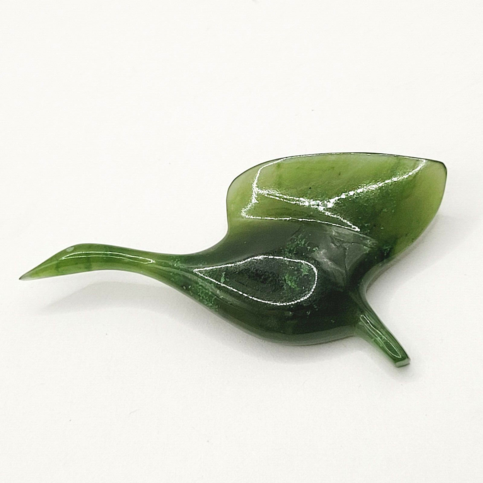 NW Snow Goose Snowgoose Dark Green Jade Brooch Pin Vintage Coldwater Creek 1980s
