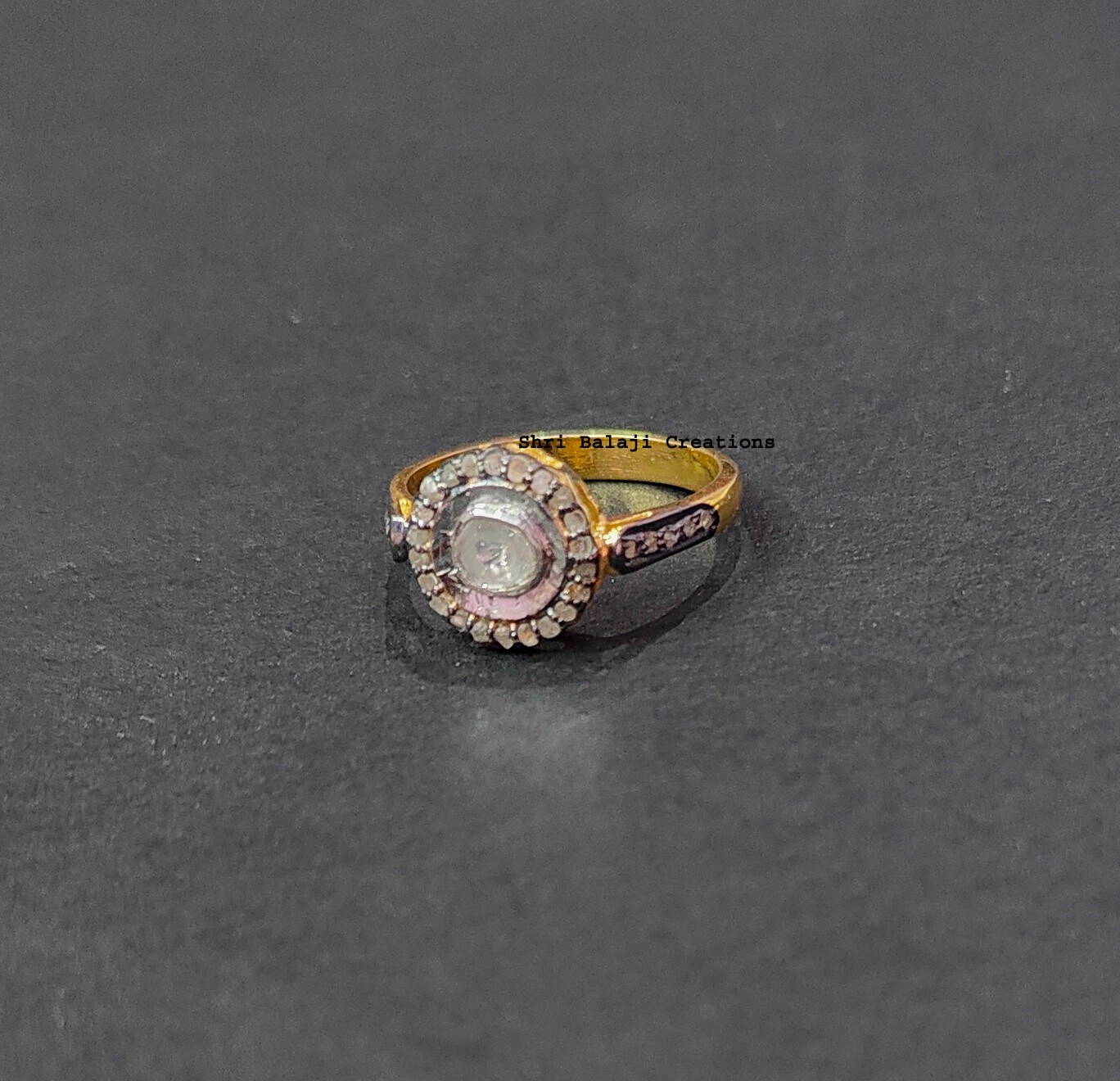 Natural Rosecut Diamond , Uncut Polki & 925 Sterling Silver Ring Jewelry