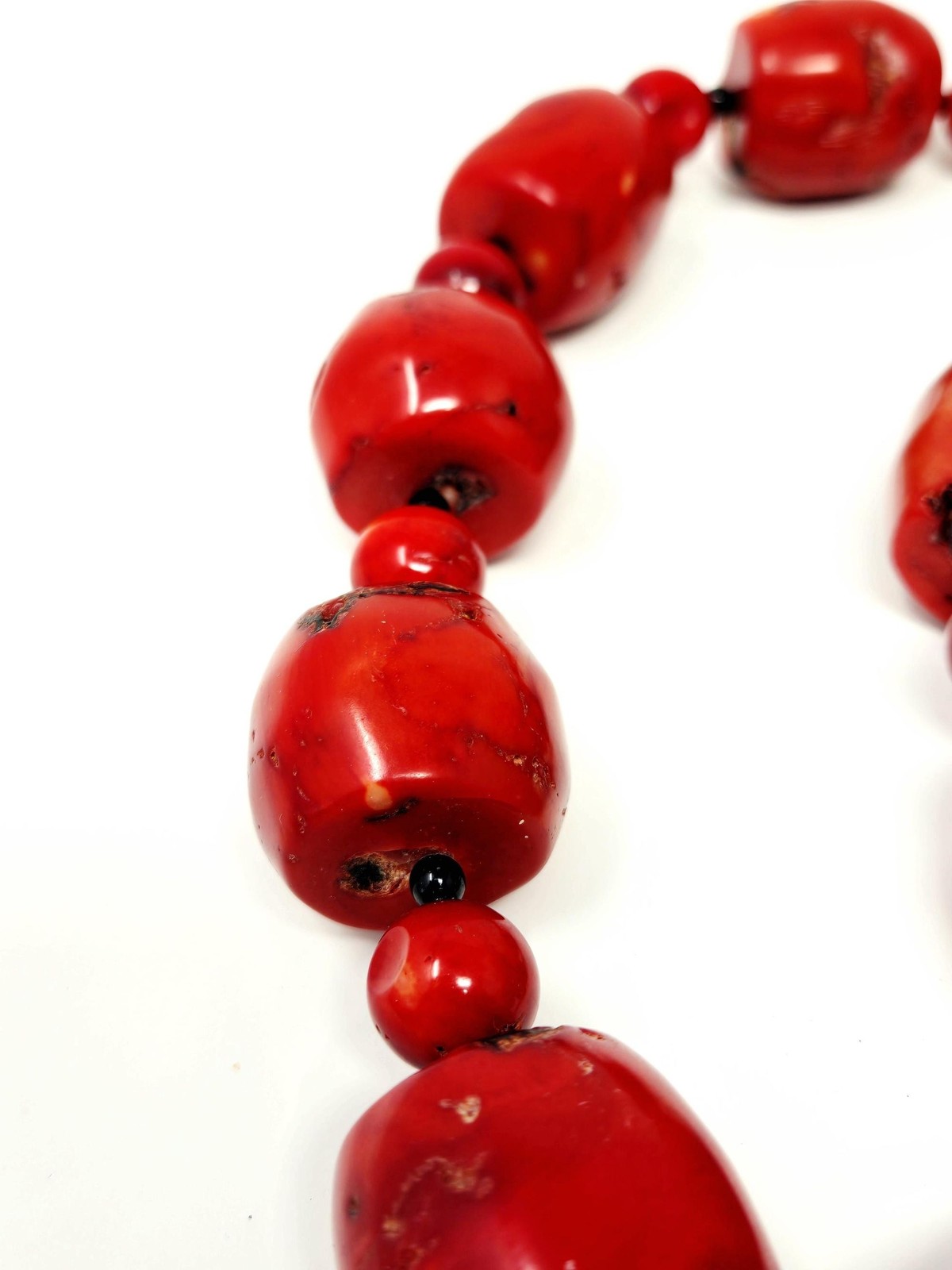 Vintage Red Coral Statement Necklace Sterling Silver Clasp Heavy Natural Coral