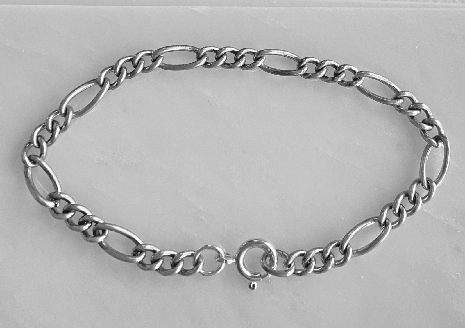 Vintage Sterling Silver Figure Eight Starter Charm Bracelet 7 1/4 inches