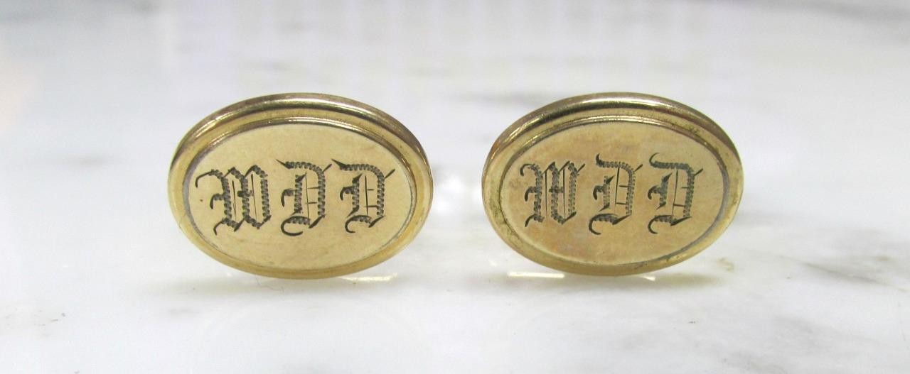 Vintage Hadley 12K Gold Filled Engraved Oval Cufflinks ~ 6.4g ~ 11-G830
