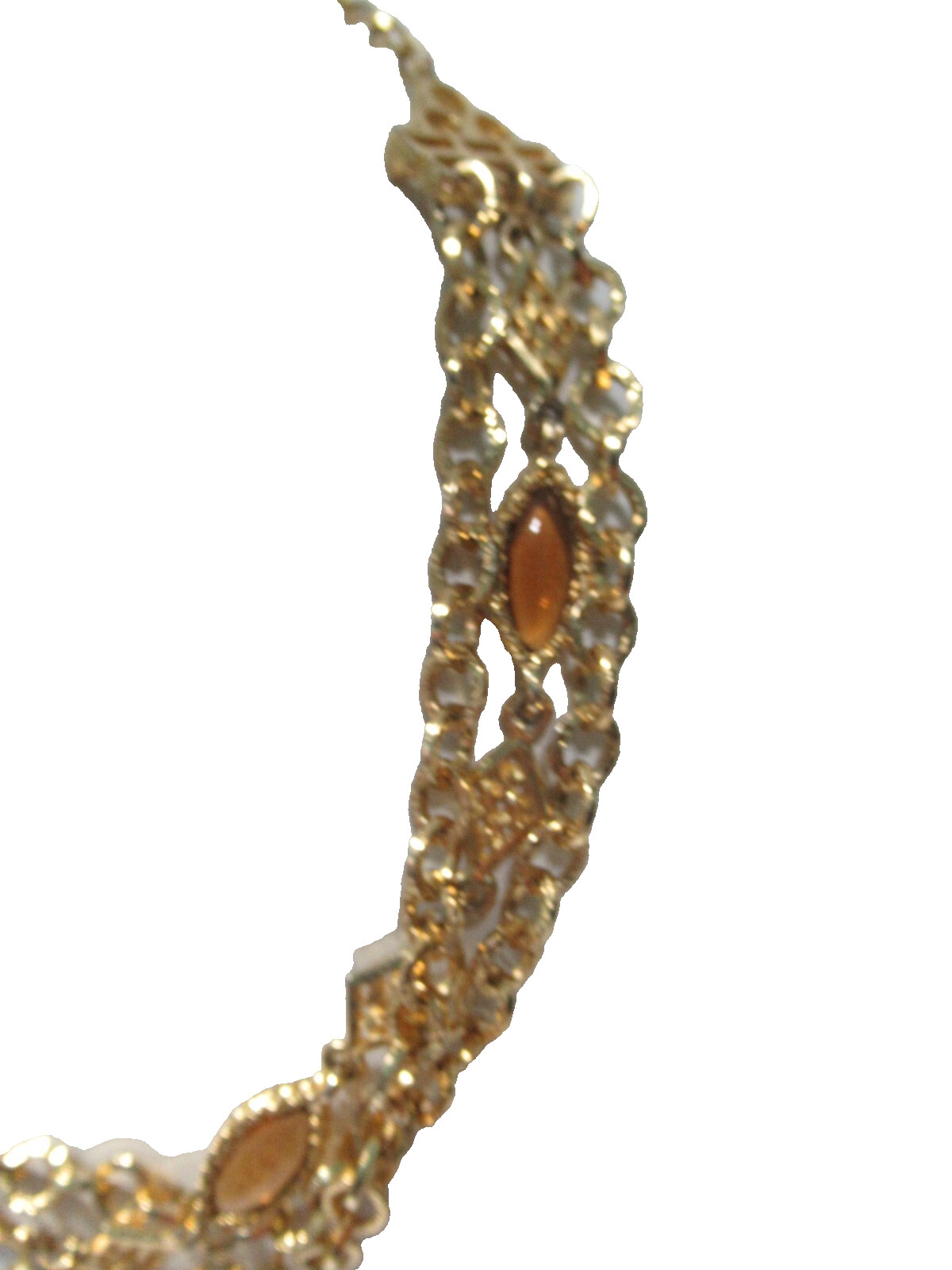 Vintage Necklace Gold Tone Chain with Yellow and Brown Accents