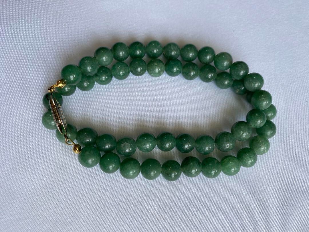 Vintage Jade Necklace 8.4mm Ball Deep Green L:15.7 in 38.7g Gorgeous Power Japan