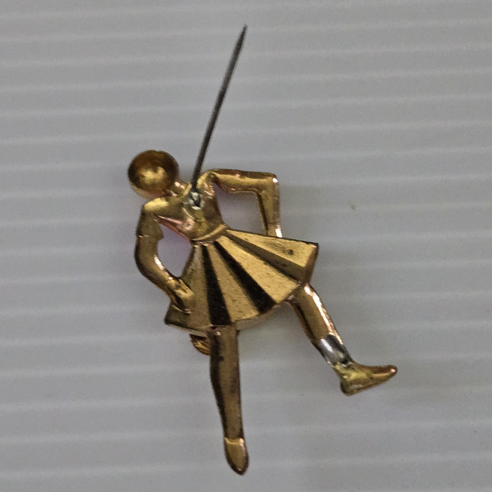 Vintage Gold Tone Enamel Tennis Player Figural Brooch Pin Red White Sports