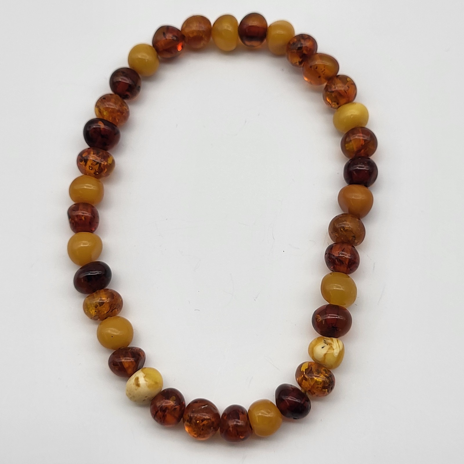 Beautiful Baltic amber bead bracelet egg yolk honey stretch band