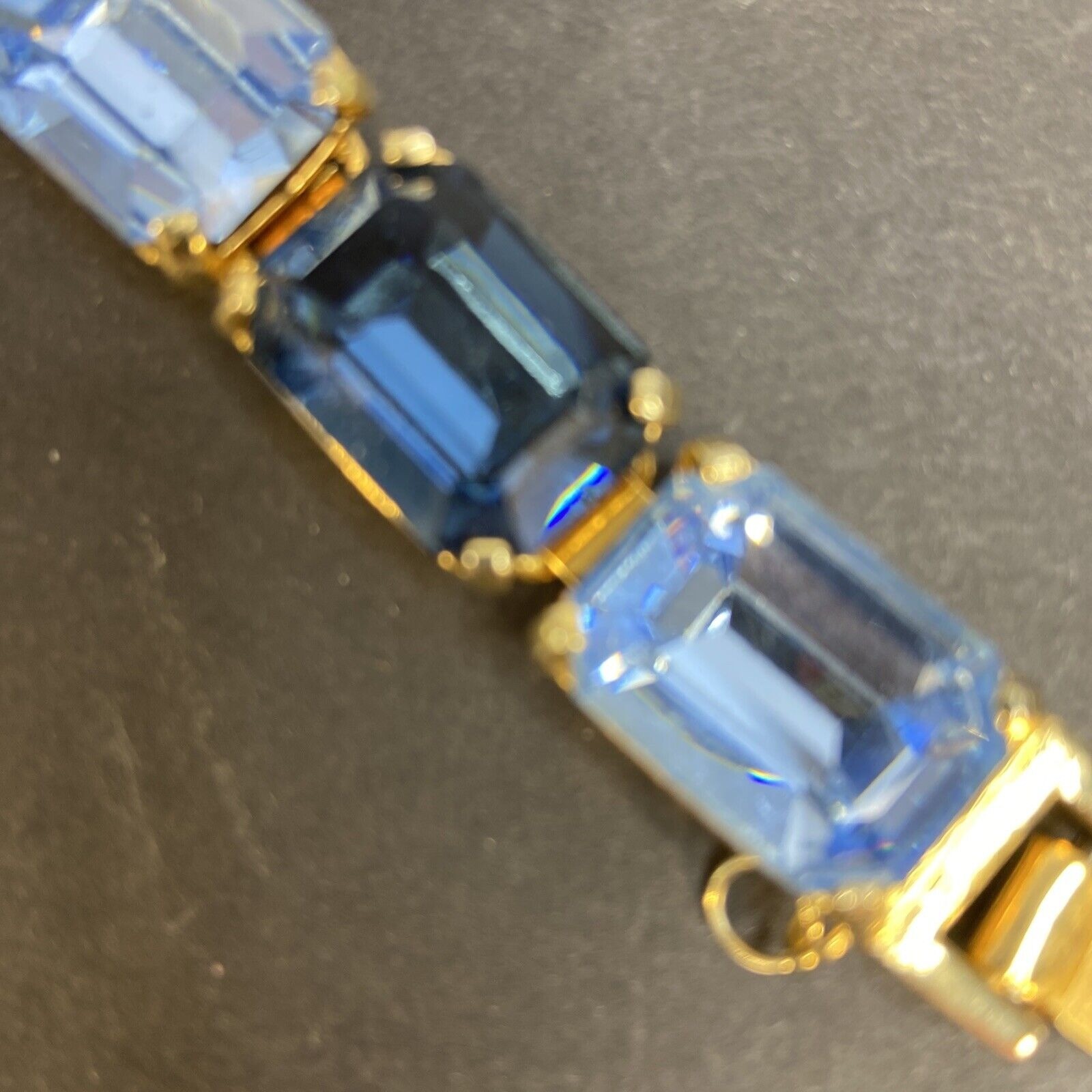 Robert Zentall Bracelet Large Blue Stone GoldTone Fold Over Clasp Safety 1950s
